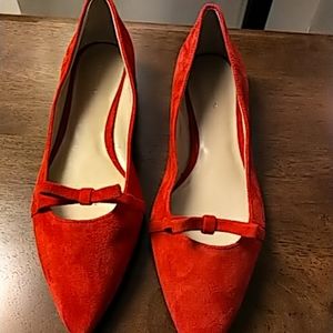 Red suede flats